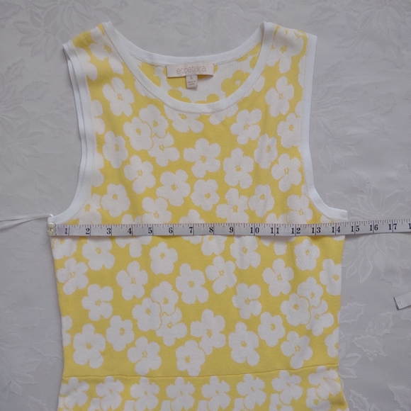 Etcetera yellow white daisies floral knit jacquard flare sweater dress - Picture 3 of 8